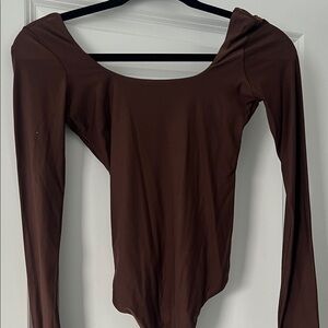 Aerie Chocolate Brown Long Sleeve Bodysuit